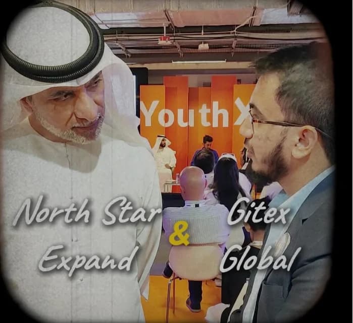 Leeza representative speaking with another attendee at Expand North Star in Dubai in 2024